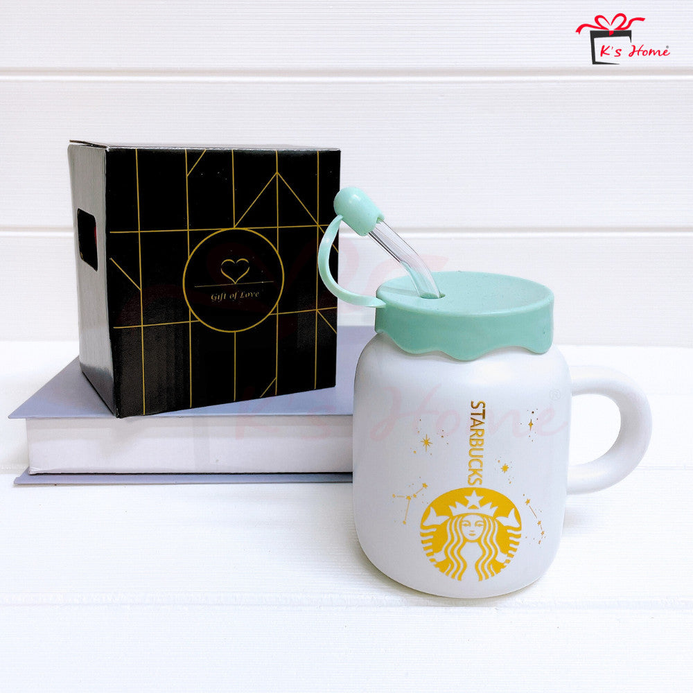 Cawan Seramik + Glass Straw | Stylish, Eco-Friendly & Ready Stock