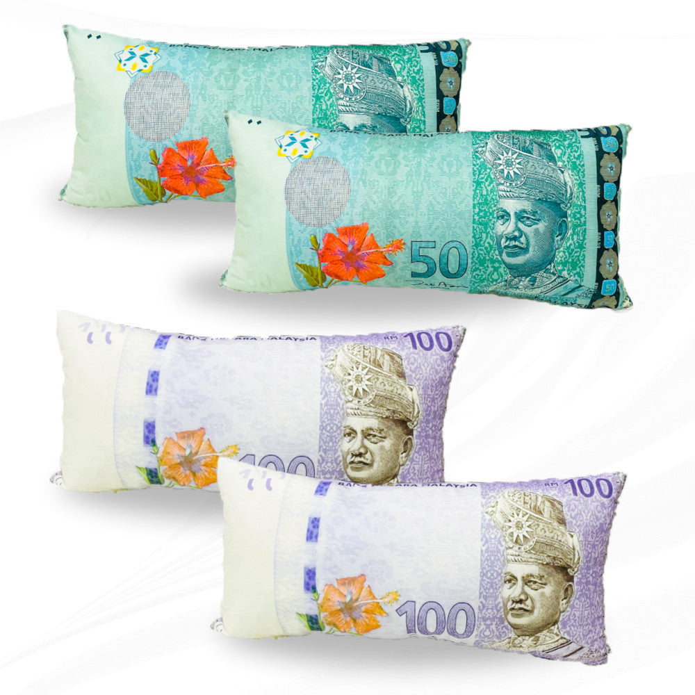 (Washable) Malaysia Money Pillow RM100 RM50 With Zip 马币爆红钞票枕头 # Bantal Ringgit Malaya + Zip