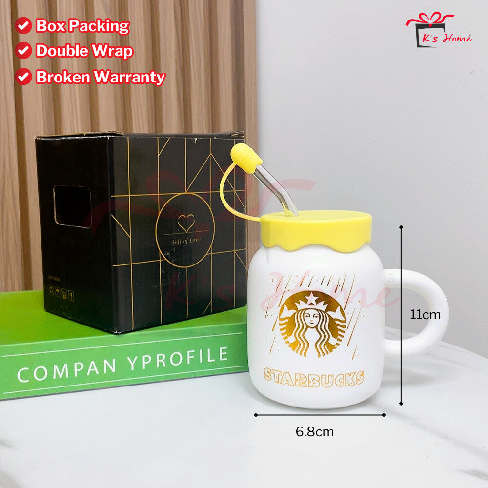 Cawan Seramik + Glass Straw | Stylish, Eco-Friendly & Ready Stock